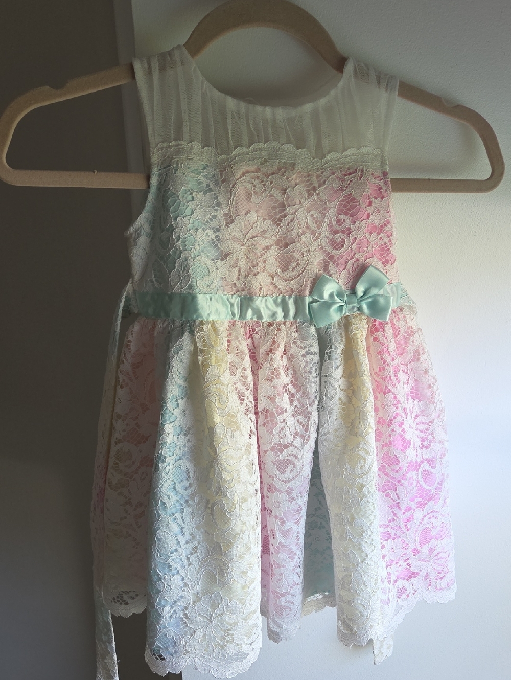 Jona Michelle Ivory Lace Dress with Satin Trim
